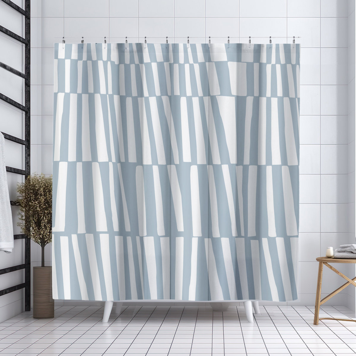 Thora Abstract Mid-Century Shower Curtain, Gray