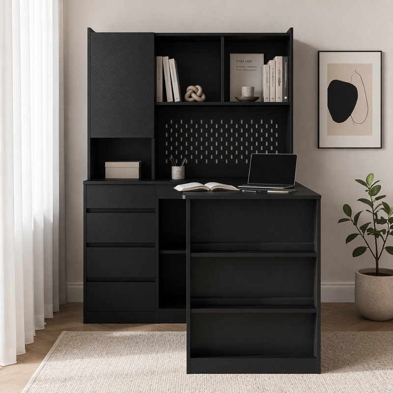 Bureau en L, Noir 2