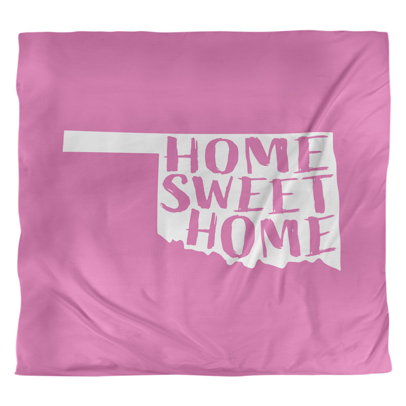 Housse de couette Home Sweet Oklahoma, Housse de couette pour grand lit, Rose, Polyester brossé