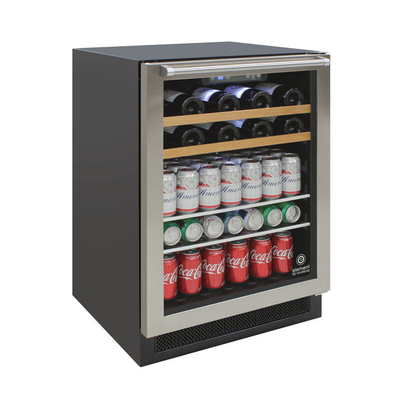 Stainless Steel 24-Inch Wine and Beverage Cooler with Interior Lighting