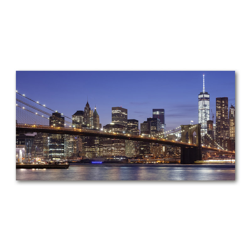 Manhattan By Night - Wrapped Canvas Print, No Frame, 70cm H x 140cm W