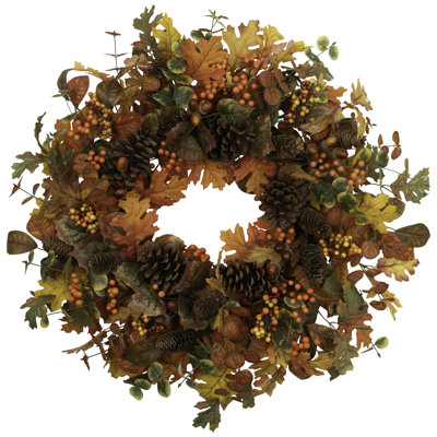 Eucalyptus Maple Leaves And Acorns Artificial Fall Harvest Wreath - 30"