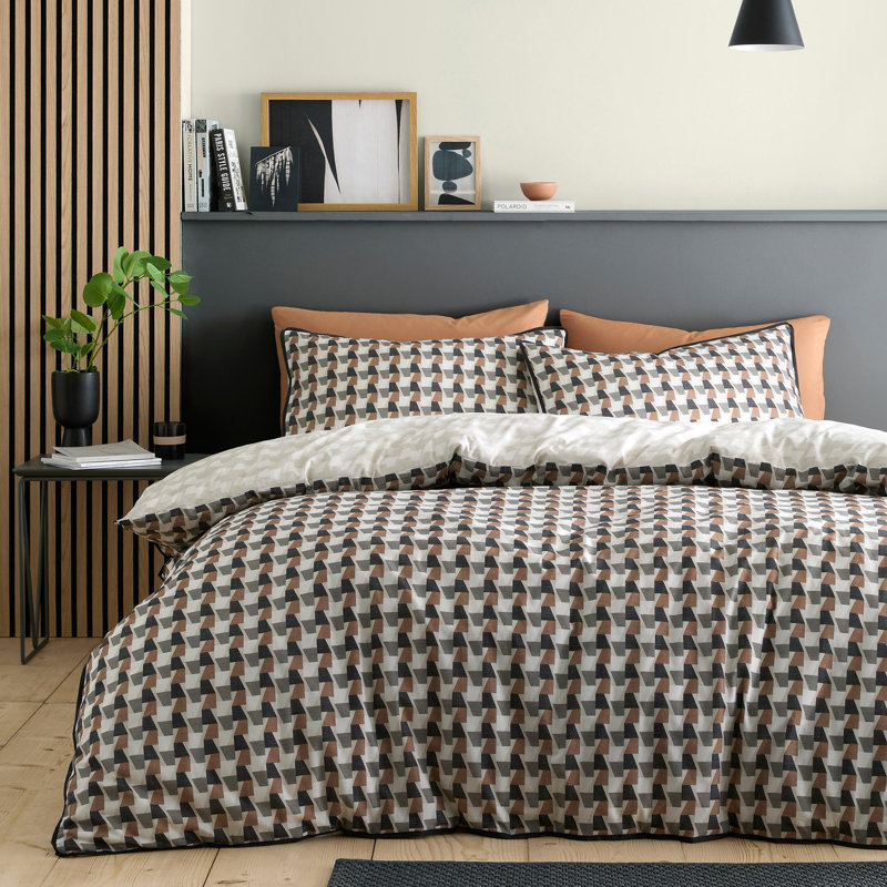 Cotton Geometric Duvet Cover Set with Pillowcases, Single Duvet Cover + 1 Standard Pillowcase