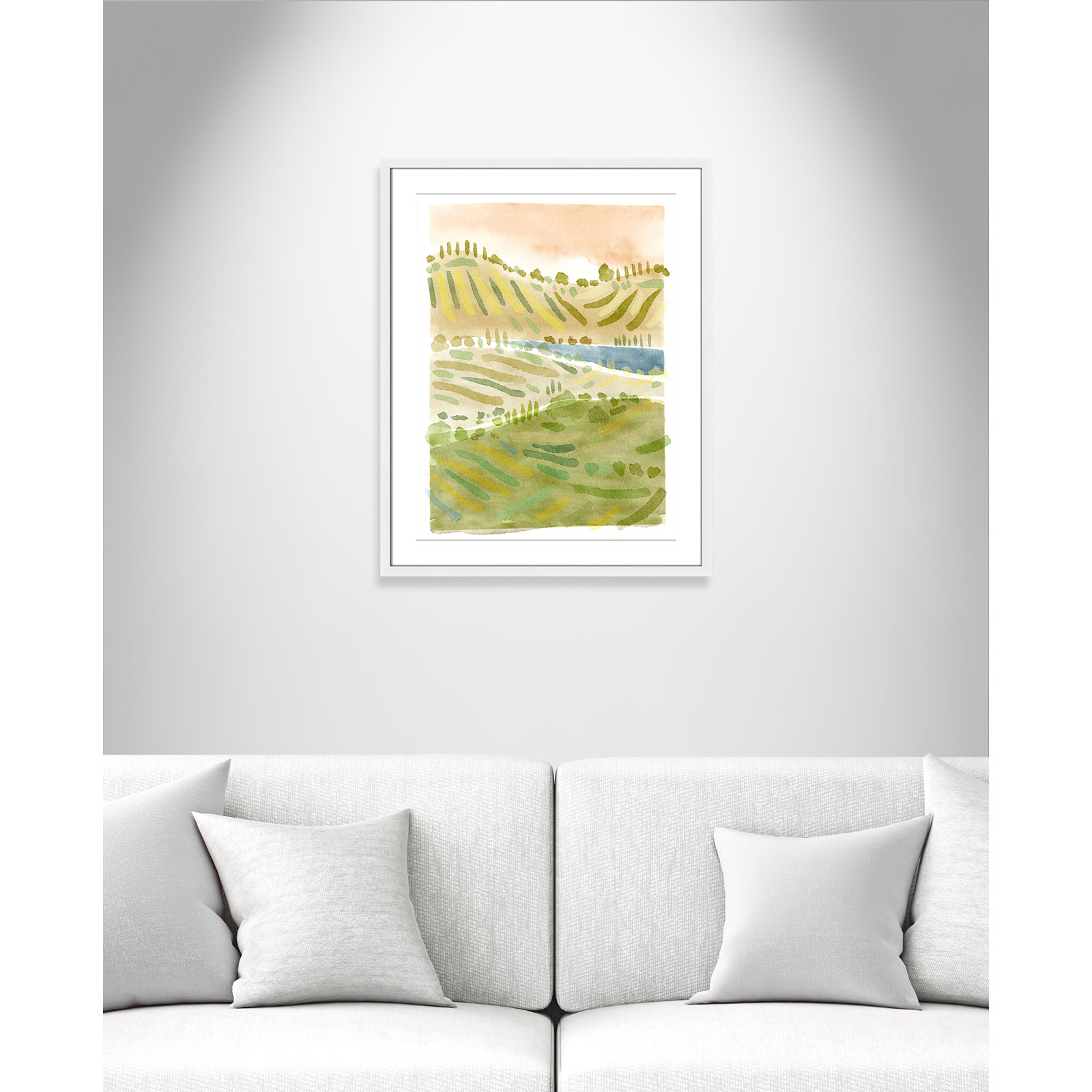 Tuscan Countryside Print, White Single Picture Framed Paper, White, 29.5" H x 23.5" W x 1.25" D