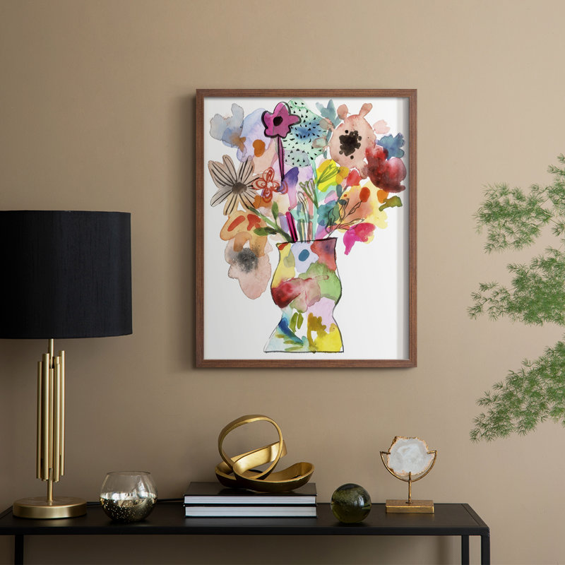 Linear Bouquet II, reproduction encadrée - bois massif, H 21 po x l 17 po, Noyer