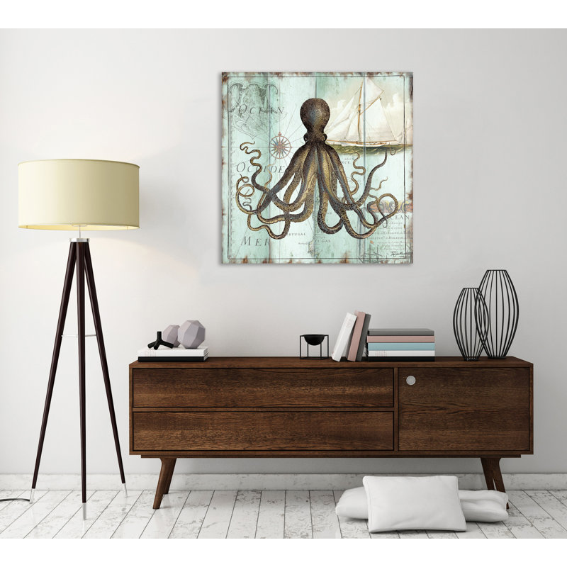 «La Mer: Shore Octopus» par Tre Sorelle Studios, reproduction d'art graphique sur toile, H 30 po x l 30 po