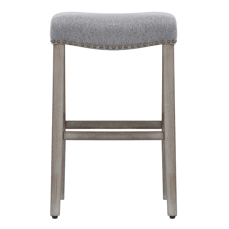 Jameson Upholstered Counter Stool with Solid Wood Frame, Bar Stool (29” Seat Height), Gray/Gray