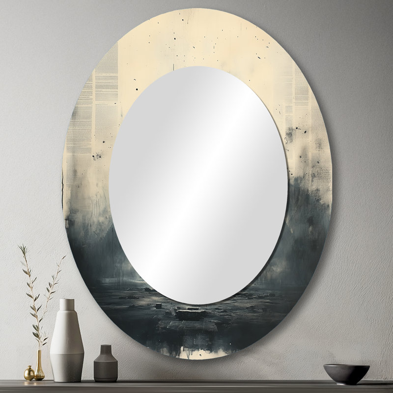 Miroir mural gris moderne gris céleste pyramide Giza III, 43 po x 33 po
