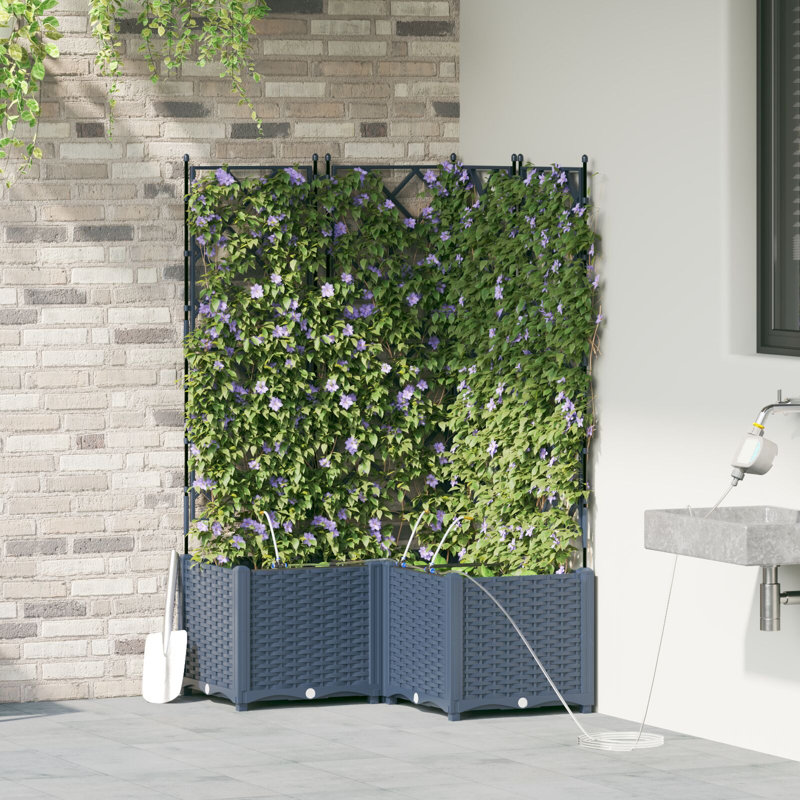 Garden Planters Poly Large Expandable Plant Stand, 142cm H x 80cm W x 80cm D, Grey