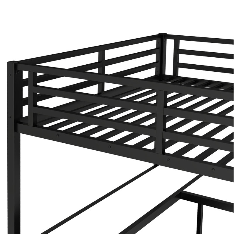 Lit mezzanine spacieux en métal avec bureau et garde-robe, style moderne pour la maison