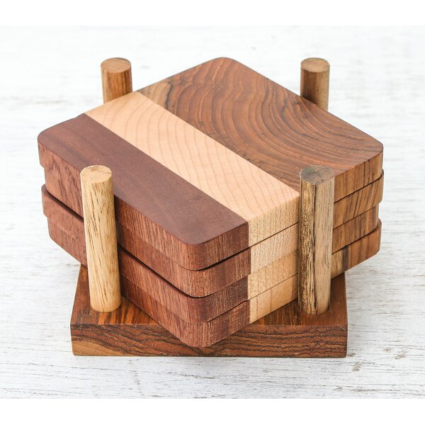 Wooden Cat Coasters Set of 6 (With Holder) — San José Made