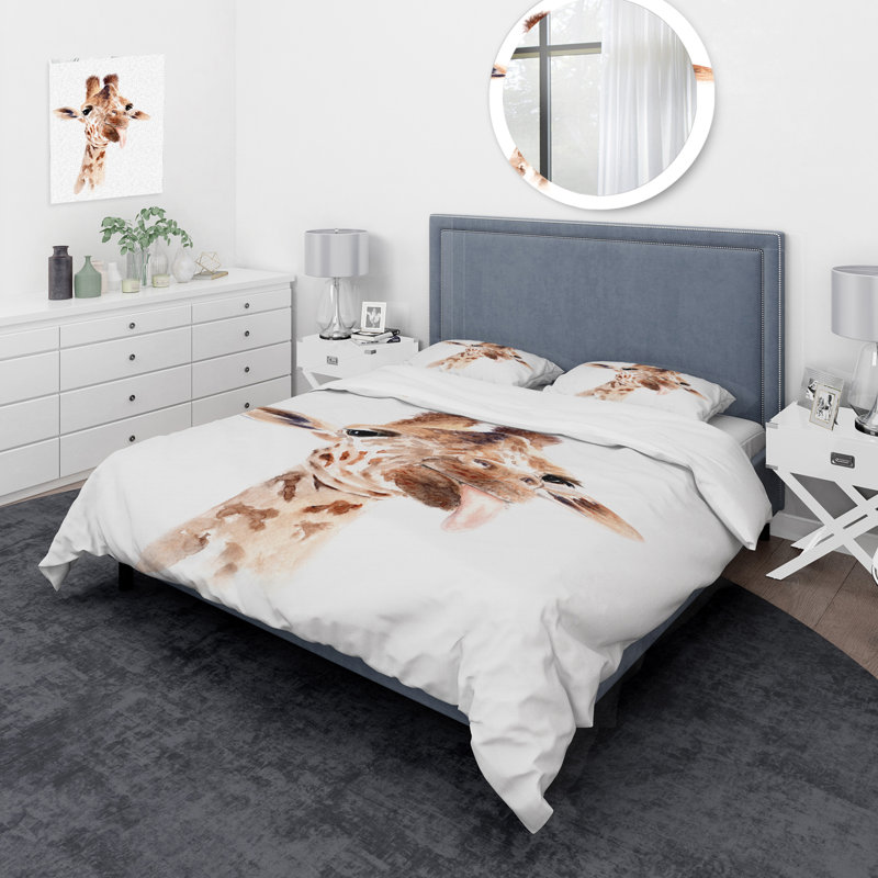 Portrait of A Giraffe VIII - Ensemble de housse de couette Farmhouse - Microfibre de polyester