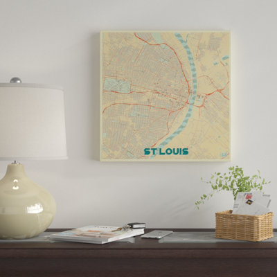 « st. louis rétro urban blueprint map », reproduction d’impression sur toile