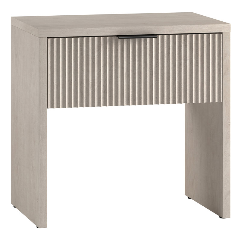 Table de chevet rectangulaire Kenslow, Ivoire/crème