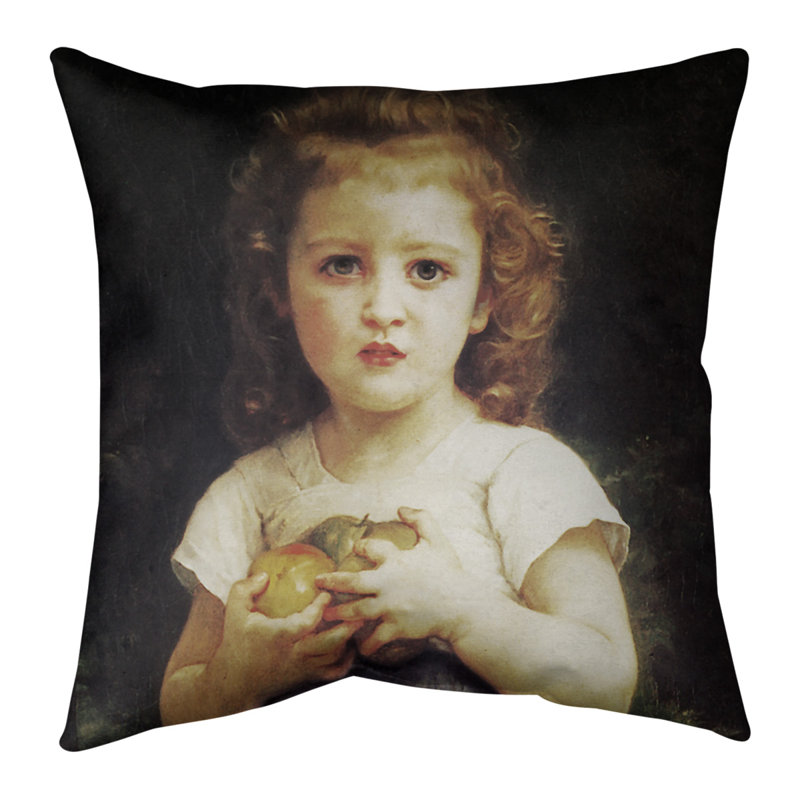 William-Adolphe Bouguereau, petite fille aux pommes, 18" x 18", Bourre en polyester