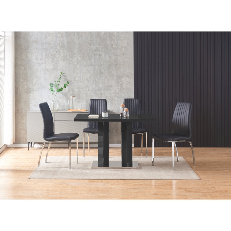Aleh Dining Set, Black, Black