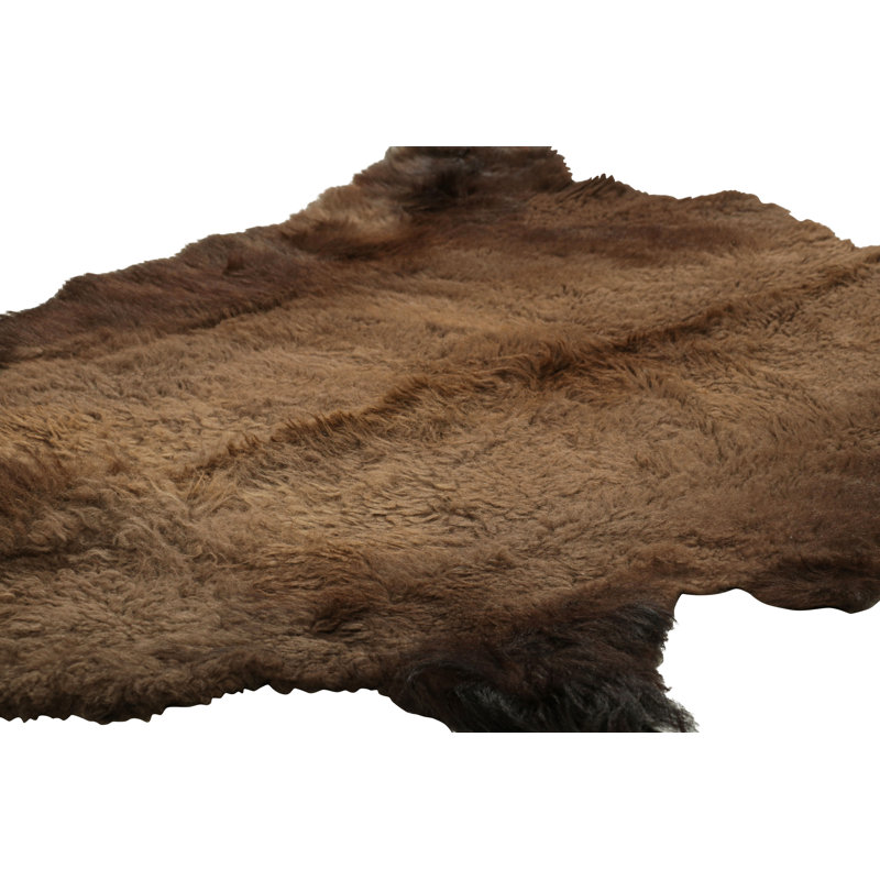 Rug & Kilim’S American Bison Hide Fur Rug In Chocolate Brown Tones