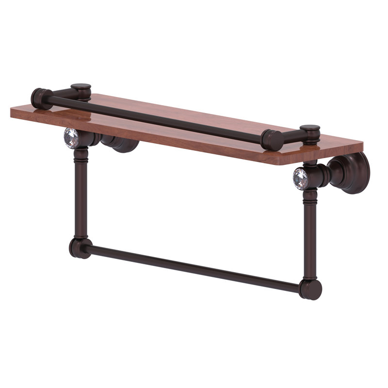 Freyja Ironwood Bracket Shelf with Towel Bar, 5.54" H x 16" W x 7.4" D, Antique Bronze
