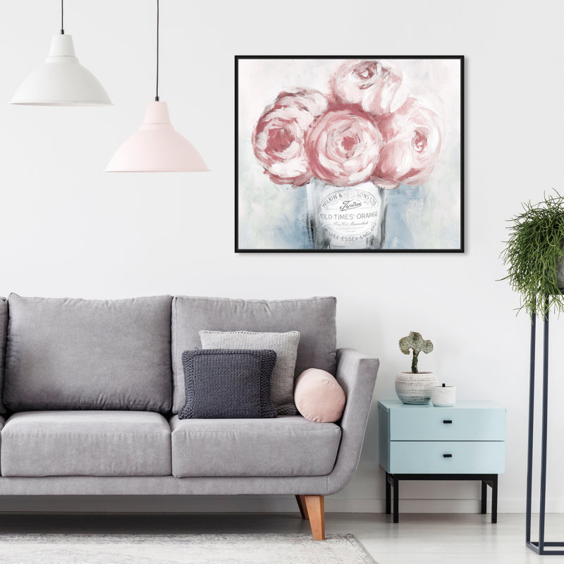 «Peony Jam», impression sur toile tendue, H 20 po x l 24 po, Cadre flottant noir