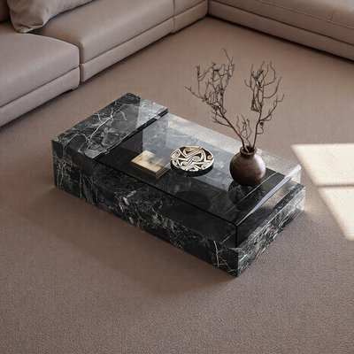 Table basse en ardoise avec rangement ouvert Simplicity