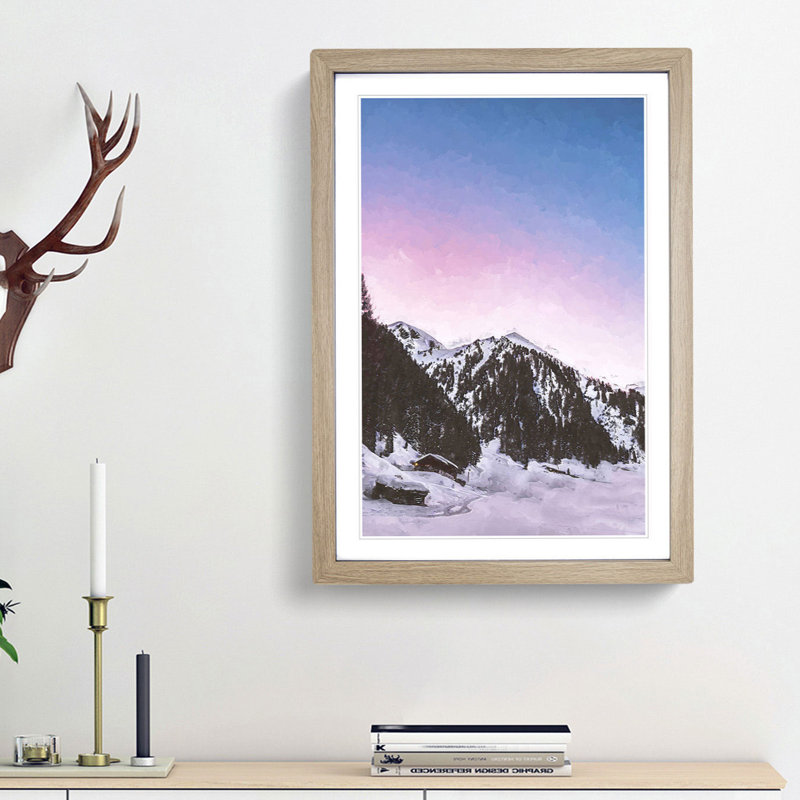 Mountains in Weissenbach Italy in Abstract - Framed Print, 48cm H x 36cm W x 2cm D, Oak Framed