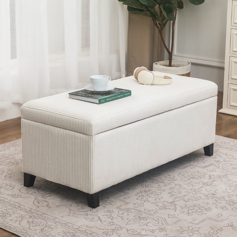 Banc de rangement avec repose-pieds à couvercle relevable l 42 po Bercume, Beige