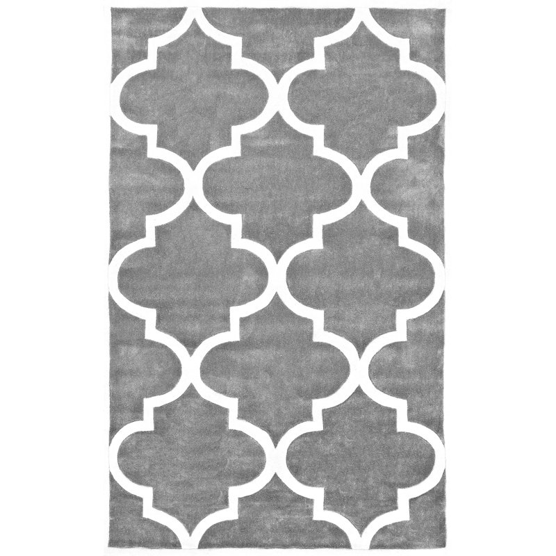 Tapis gris ardoise / ivoire touffeté à la main Sepviva, Rectangle 5 pi x 8 pi