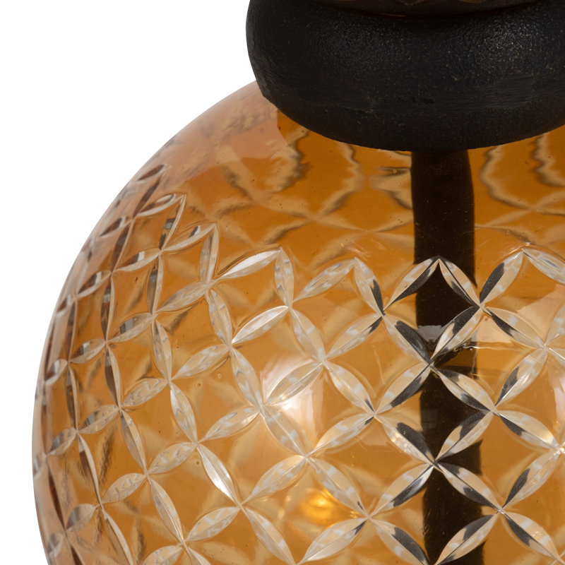 Modern Mirrored Top Side Table with Metal Base Contemporary Orb Accent Table, 22" H x 16" W x 16" D, Black/Gold