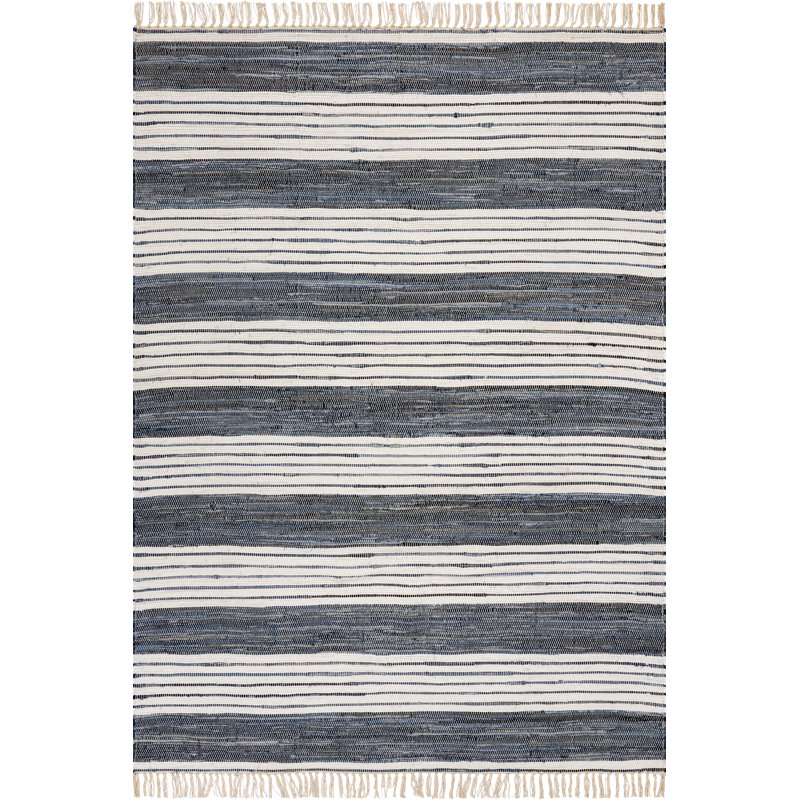 Diora Denim Bohemian Striped Rug, Rectangle 7'6" x 9'6"