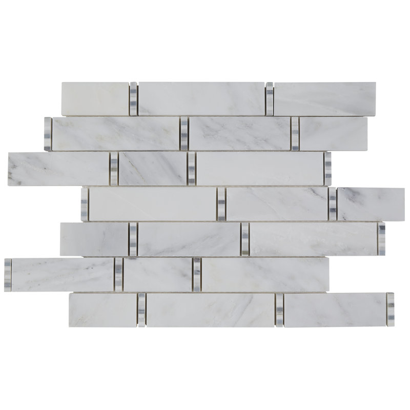 11.5" x 18" Marble Mosaic Tile in First Snow Elegance