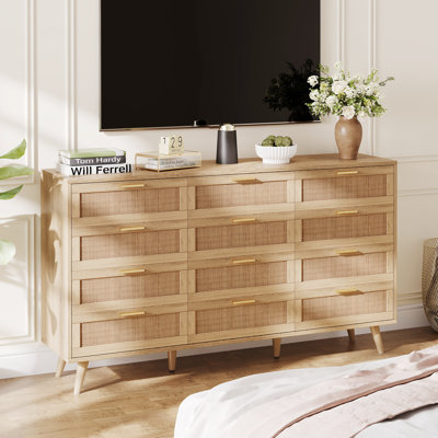 Airiona 12 - Drawer Dresser, Rattan Chest Of Drawers, Modern Dresser For Bedroom