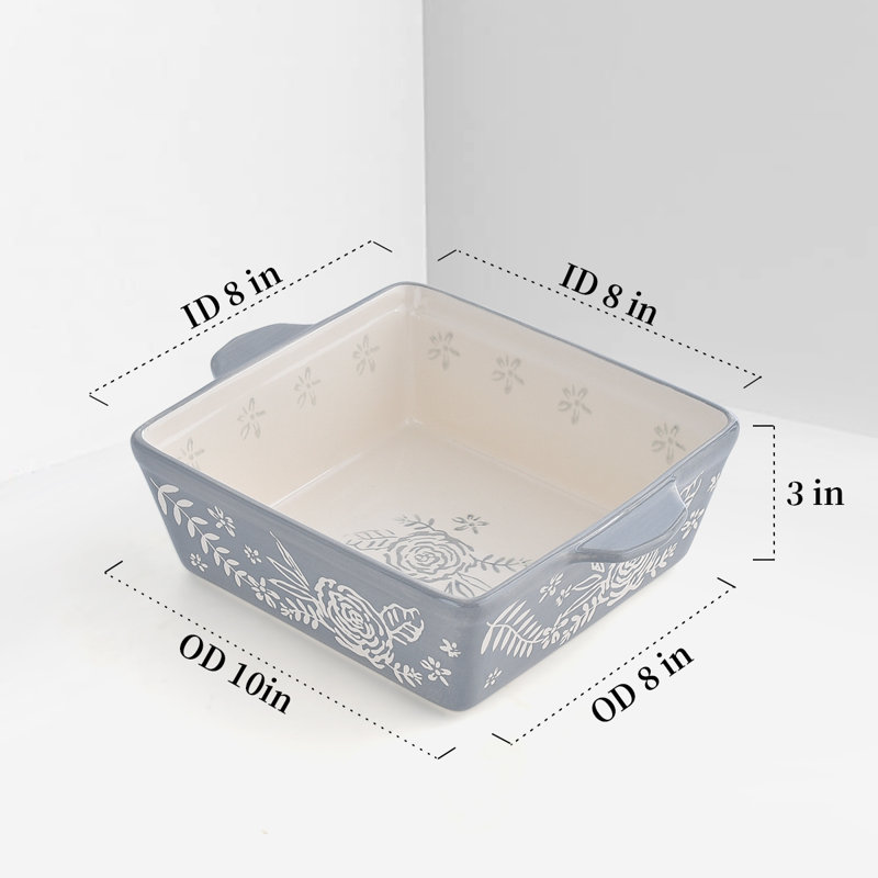 Wisenvoy Square Stoneware Baker Bakeware, Grey