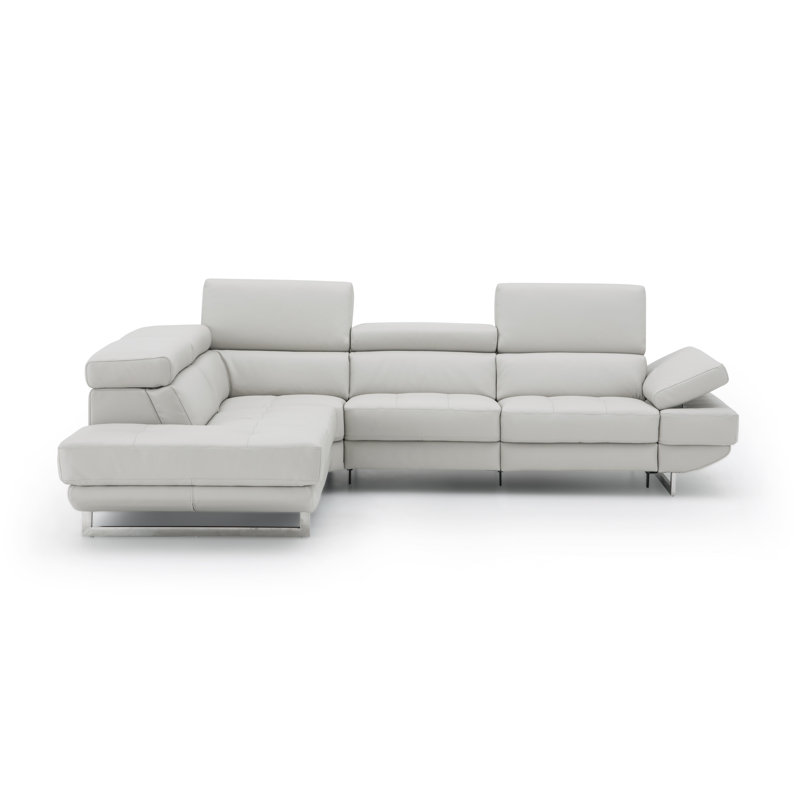 Britne Upholstered Power Reclining L-Shaped Sectional, Silver Gray, Left Hand Facing