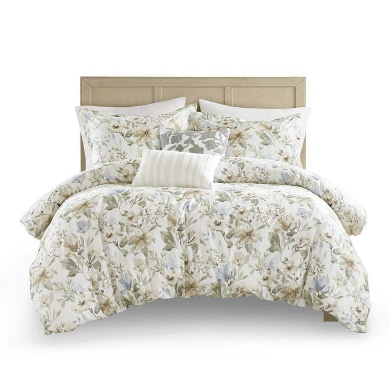 Housse de couette en coton 5 pièces très grand / très grand avec un imprimé floral vif et rafraîchissant, 300Tc pour une durabilité moelleuse, une sensation confortable et moelleuse 300G / m², une couverture confortable, un design Bartack,