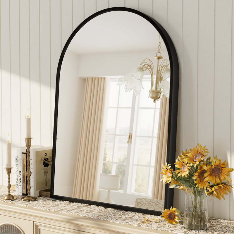 Amara Tempered Glass and Aluminum Alloy Framed French Cleat Mounted Wall Mirror with 5-Year Warranty, 30" x 20", Matte Black