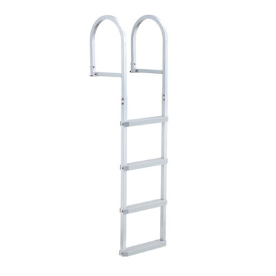 Removable Dock Ladder, 4 Steps, Aluminum Alloy Pontoon Boat Swim Ladder, with Non-Slip Wide PP Steps, 500 lbs Weight Capacity, Quick Release Design, for Lake Swimming, Pool, Marine Boarding