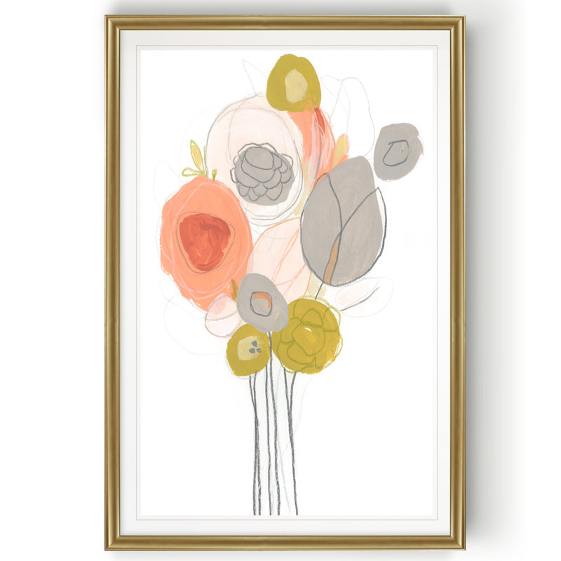 Wildflower Contour I '- reproduction d'art sur toile, H 30,5 po x l 42,5 po x P 1,5 po, Encadrement doré