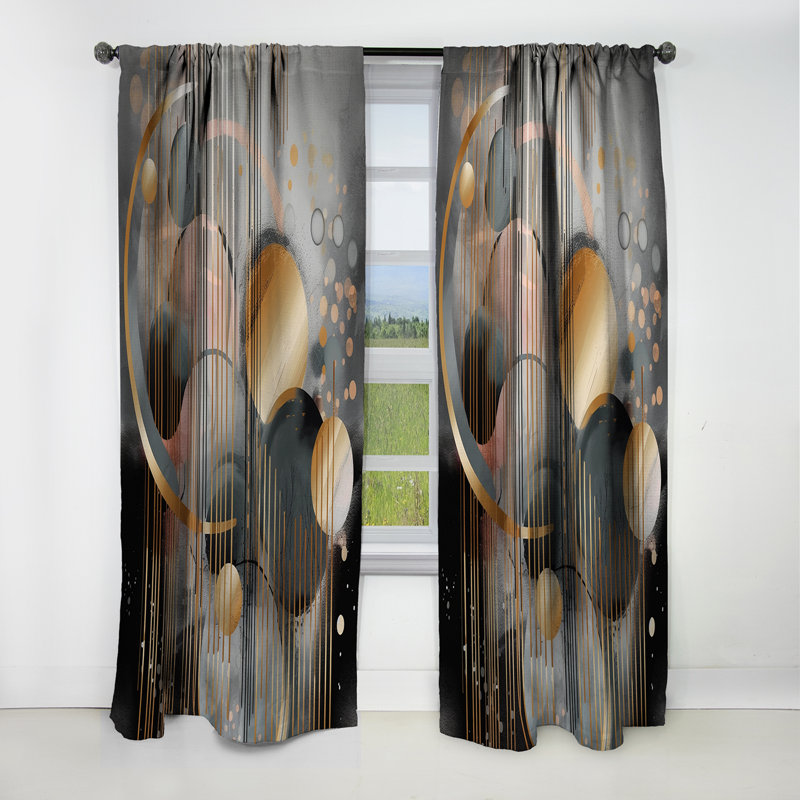 Abstract Shapes And Lines III - Abstract Marble Curtain - Blackout Marble Curtain - 1 Panels, 52" W x 95" L
