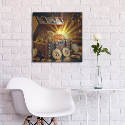  «Bitcoin Gold Treasure Chest» par Rey Klimt, art mural en métal