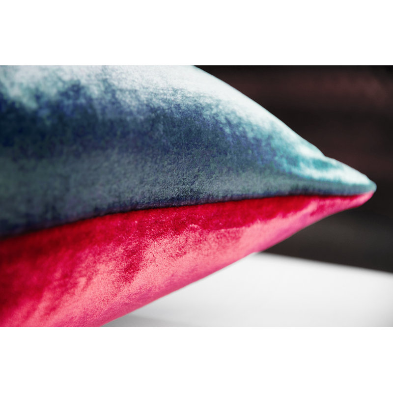 Two Tone Ombre Square Velvet Pillow Cover & Insert, 22" x 22", Dusk/Midnight