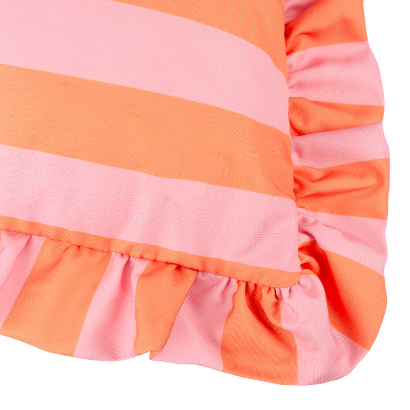 Palm Royale Indoor / Outdoor Striped Square Cushion, Pillow Cover Only - No Insert, Pink/Orange