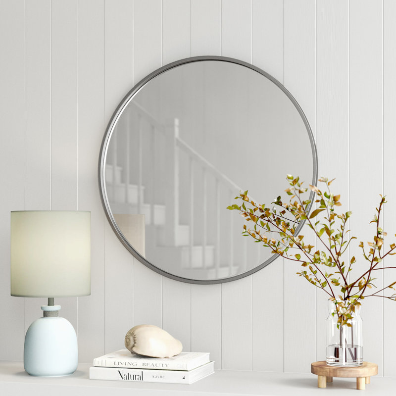 Miroir d'appoint Kevser, 24 po x 24 po, Noir et or