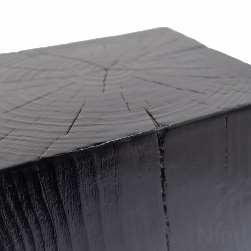 1-Piece Modern Square Column Wood Grain Side End Table, Black