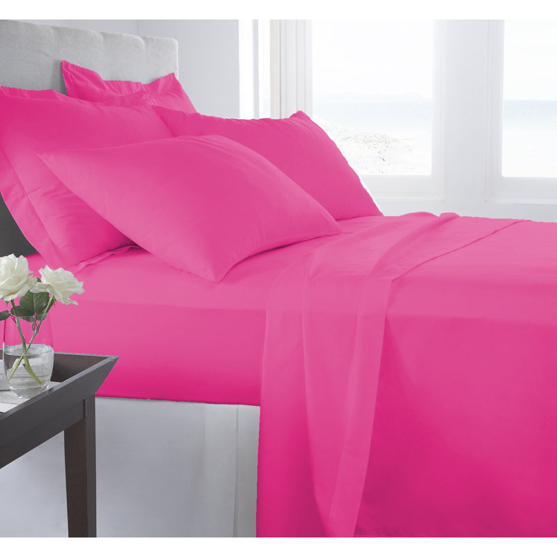 Signature Series Microfiber Sheet Set, Full Sheet Set + Fitted Sheet + 2 Pillowcases, Pink