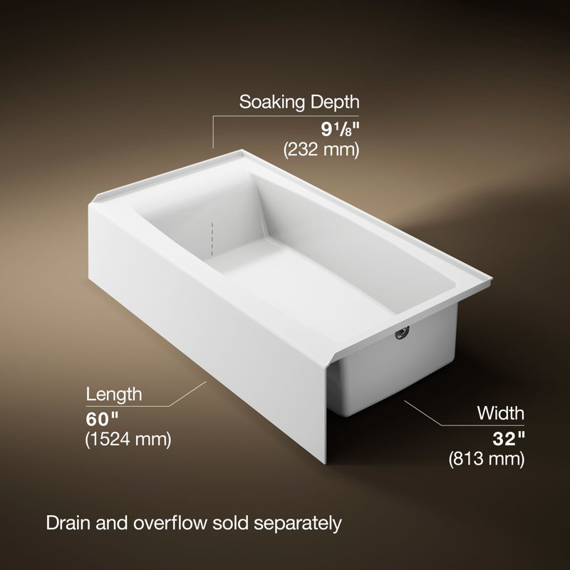 Entity 60 In. X 32 In. Alcove Bath With Right Drain, Right