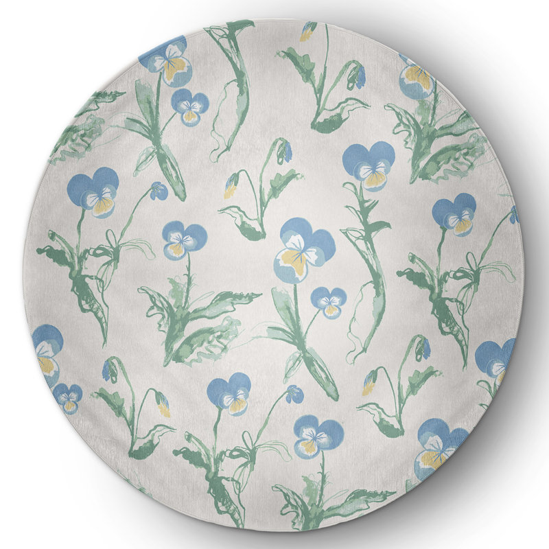 Chenille Floral Indoor / Outdoor Rug, Round 5'
