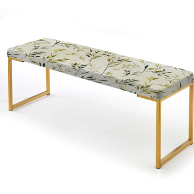 Zen Leaves - Plants Upholstered Gold Bench