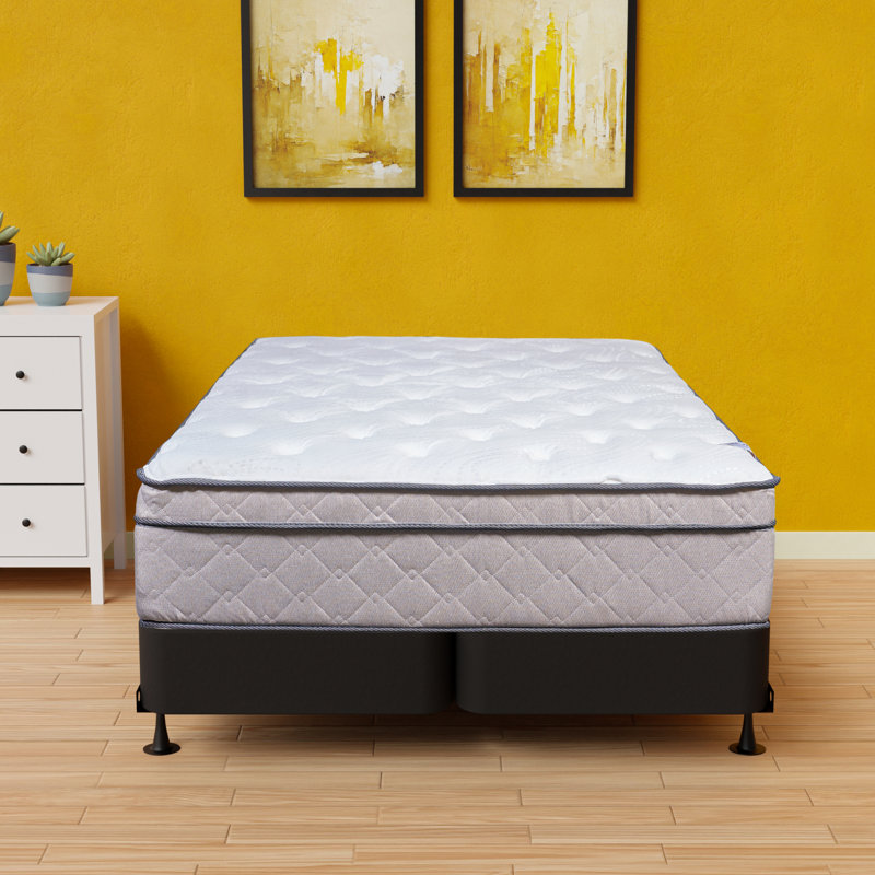 Laird 12-Inch Ultra Plush Euro Top Single Sided Hybrid Mattress with Box Spring/Foundation, Twin, High Profile (8")