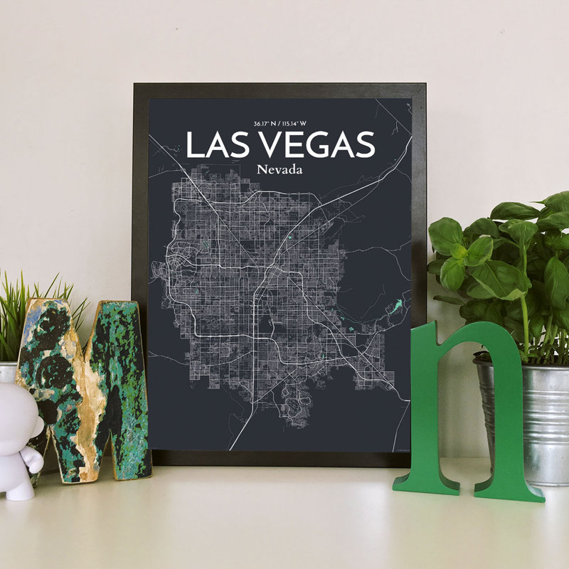 Las Vegas City Map - Unframed Print, 17" H x 11" W x 0.05" D