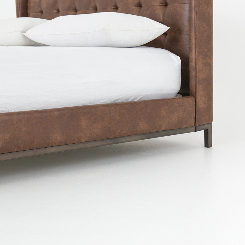 Upholstered Wingback Bed, Tobacco, Queen